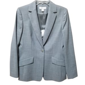 NWT Casual Corner Stretch Gray Solid Wool Spandex‎ Jacket Blazer Size 10